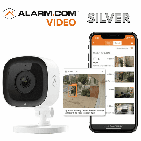 GE Interlogix Residential Home Silver Video Surveillance Services (Powered by Alarm.com App)