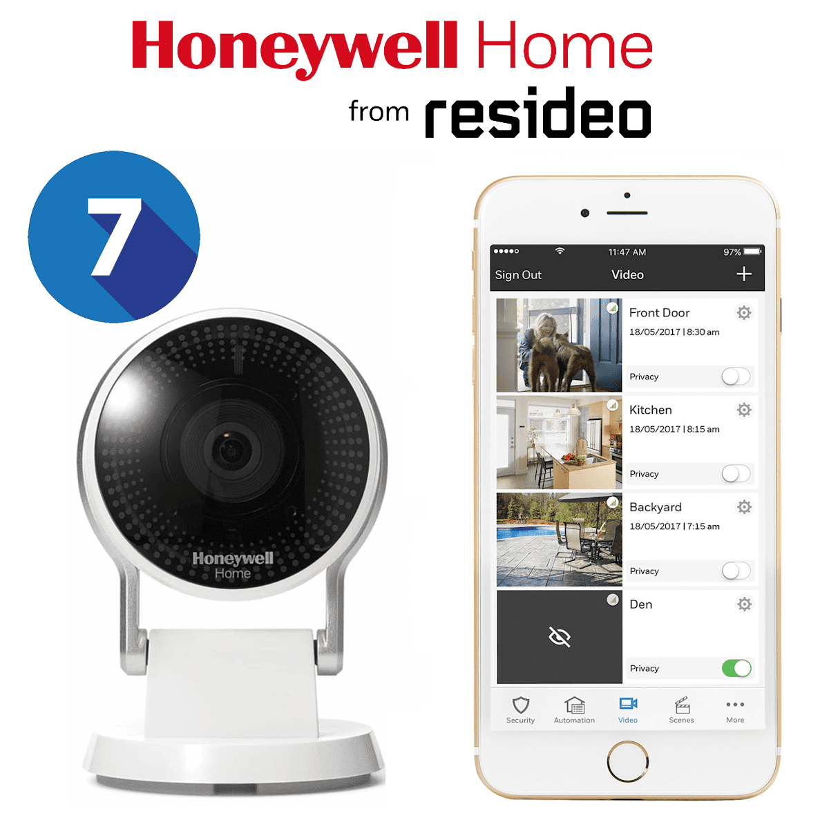 Honeywell Residential Home Video Surveillance Services with 7Days