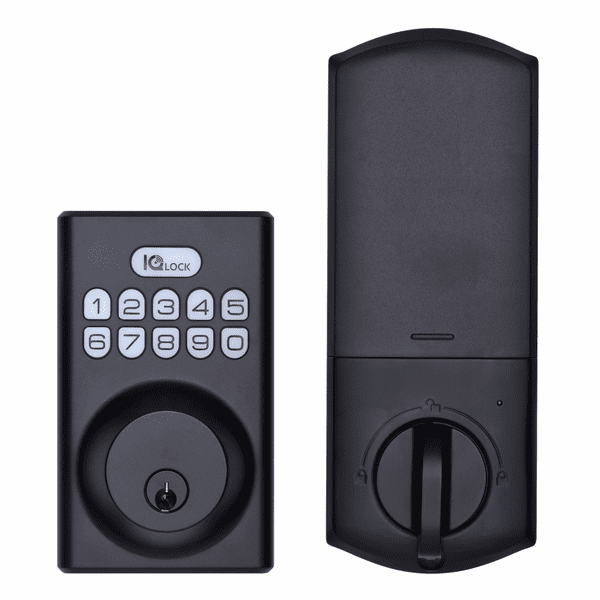 IQDLK-PGK-MB - Qolsys Pushbutton Keypad Door Lock and Keyhole with PowerG (in Matte Black Finish)