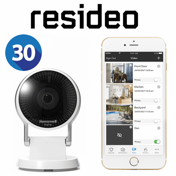 Resideo Residential Home Video Surveillance Services with 30-Days Storage (Powered by Honeywell's Total Connect 2.0 App)