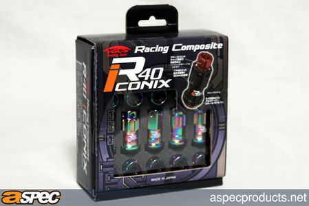 KICS R40 Lug Nuts with Locks Iconix 12x1.25 Neo Chrome Closed Ended