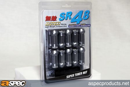 Muteki Lug Nuts SR48 12x1.25 Silver 48mm Open Ended Muteki Lug Nuts SR48 12x1.25 Silver 48mm Open Ended