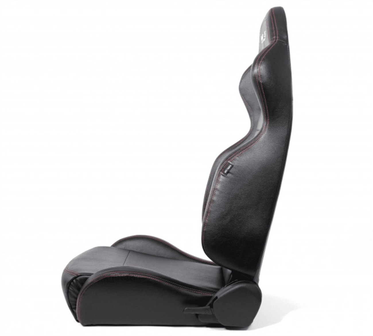 NRG Reclinable Racing Seat Black Leather (Pair) Red Stitch Vinyl