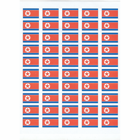 North Korea Flag Stickers - 50 Per Sheet