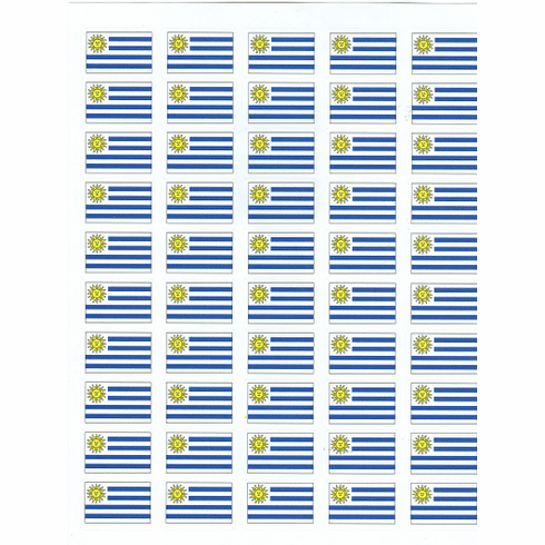 Uruguay Flag Stickers - 50 Per Sheet