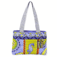 Coastal Suzani Seahorse Medium Tote 14X4X10 Coastal Suzani Seahorse Medium Tote 14X4X10
