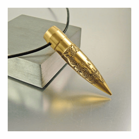 .50 caliber Bullet Necklace Flaming Skull