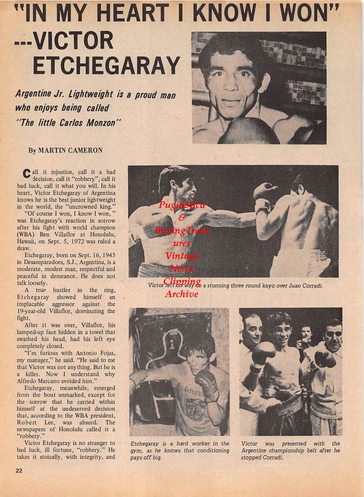 Boxing News Clipping 118 Roberto Duran vs. Esteban DeJesus, Victor Etchegaray