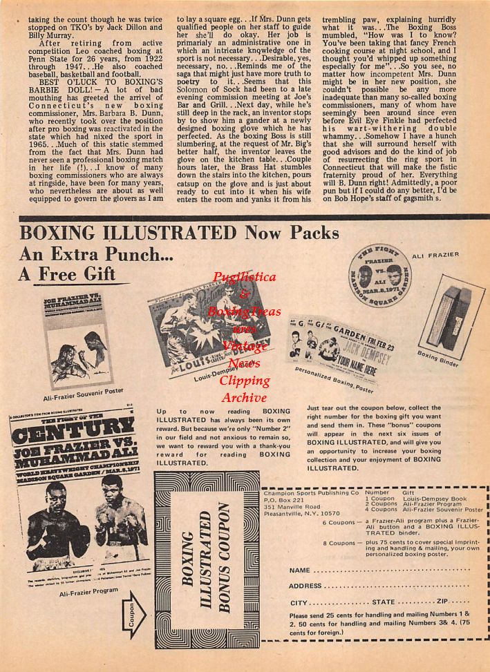 Boxing News Clipping 130 1973 Ad For Various Boxing Souvenirs