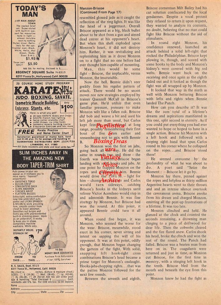 Boxing News Clipping 130 1973 Ad For Various Boxing Souvenirs