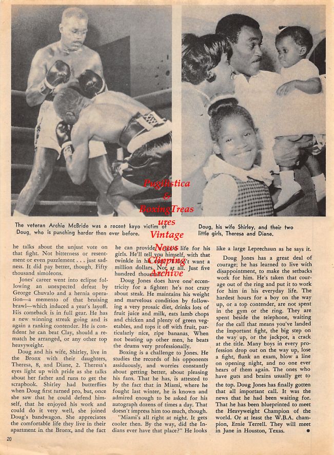 Boxing News Clipping 1418 Doug Jones vs. Archie McBride and Muhammad Ali