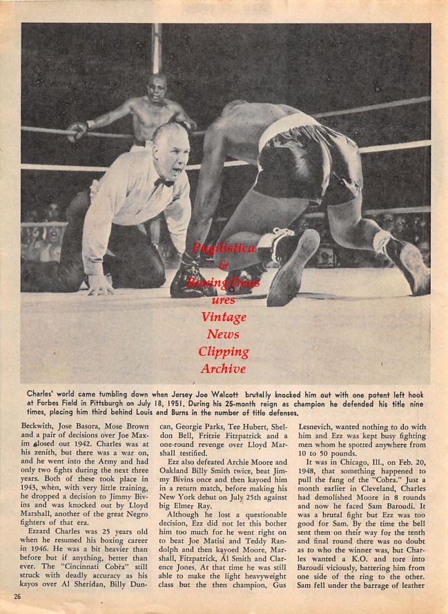 Boxing News Clipping 1421 Ezzard Charles vs. Jersey Joe Walcott and