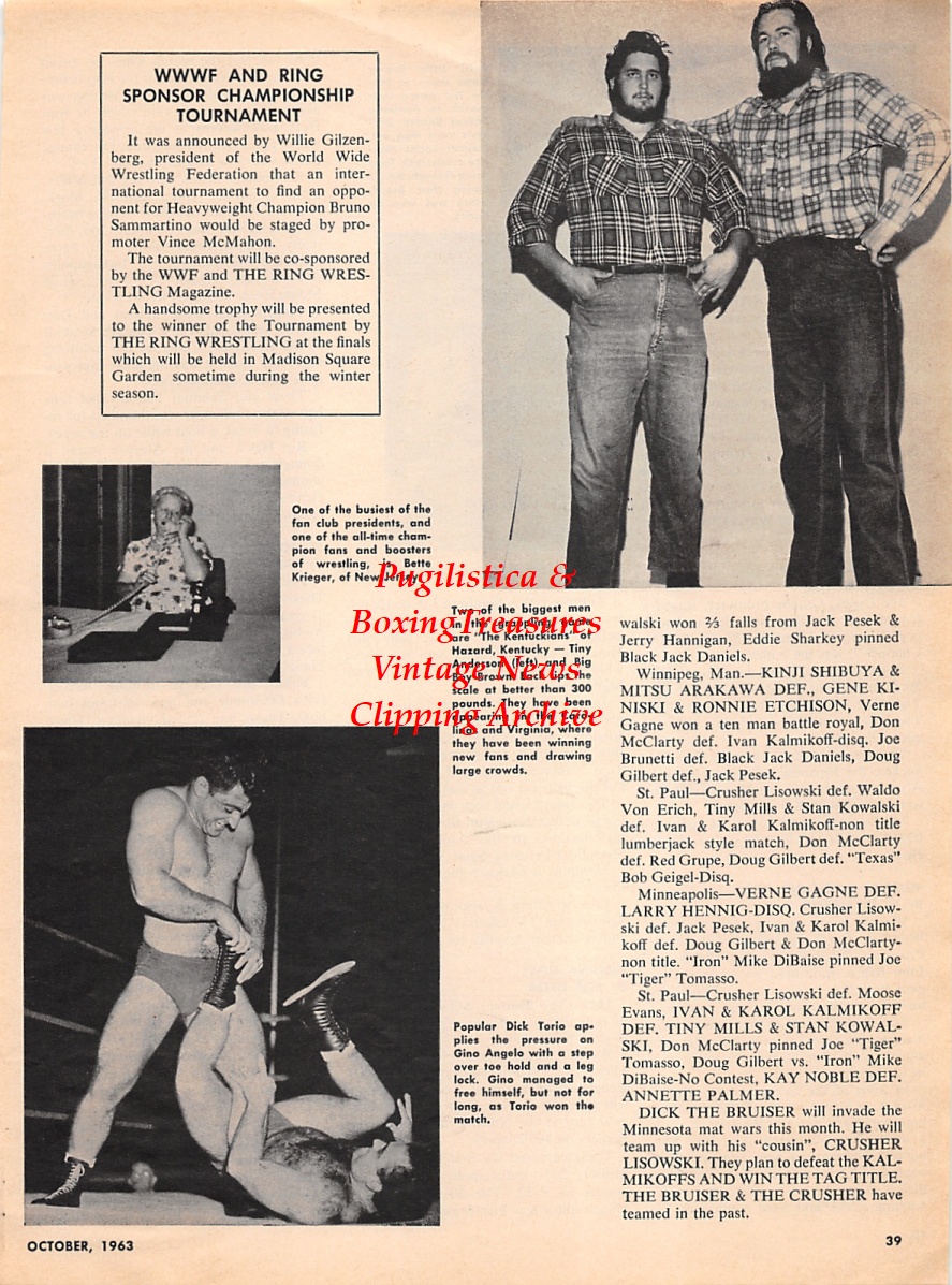Wrestling News Clipping 195 Dick Torio vs. Gino Angelo, Tiny