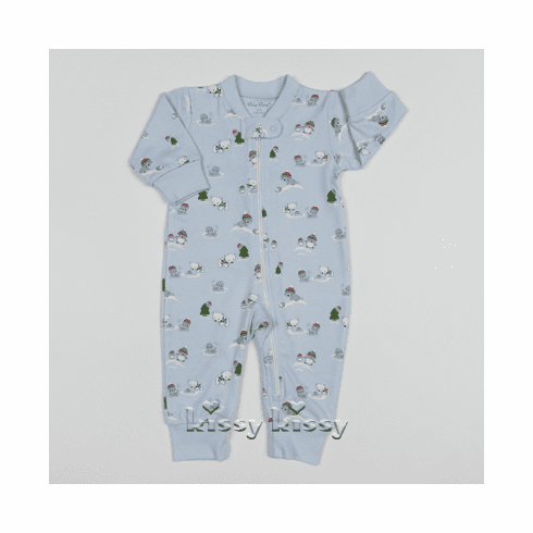 Kissy Kissy Arctic Adventures Print Zipper PJ F17434-205Pblue(0-3m,3-6m and 9m have feet)