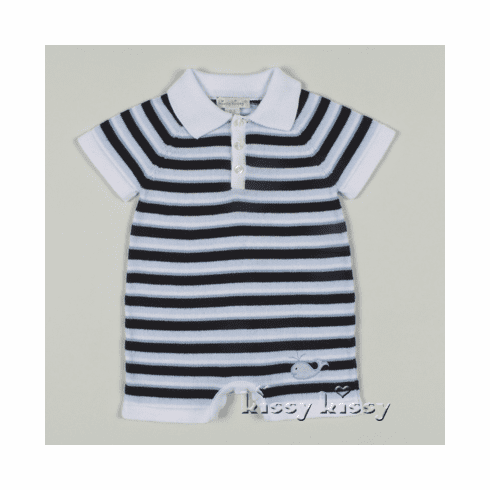 Kissy Kissy Baby Beluga FINE KNIT Short Playsuit S15L100F-SPLblue