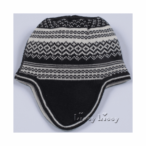 Kissy Kissy Baby Fair Isle KNIT Rev. Flap Hat F14L091W-FHRnavy