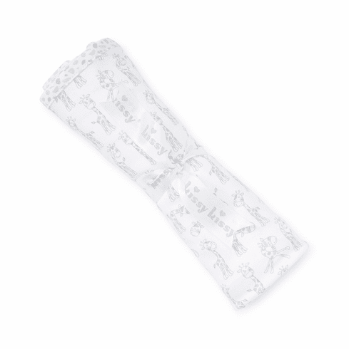 Kissy Kissy Baby Giraffes Print Blanket S19BG08Psilver