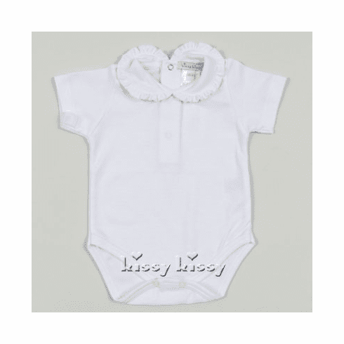 Kissy Kissy Basic Short Sleeve Bodysuit with Ruffle on Collar