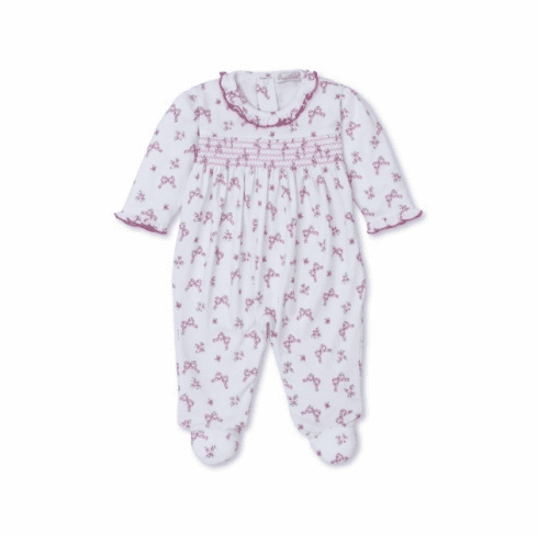 Kissy Kissy Blooming Bows Print Smocked Footie F24BB04pk