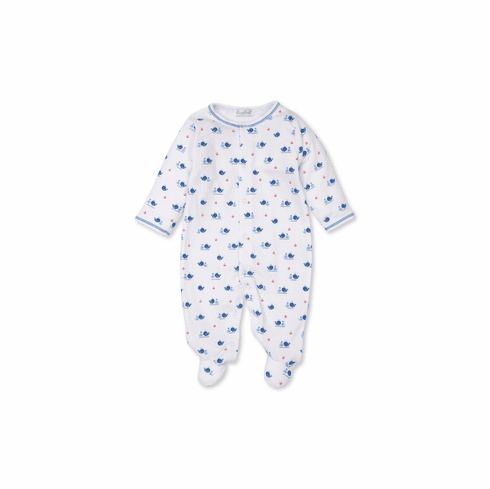 Kissy Kissy Breaching Whales Print Footie S21BW04Pblue