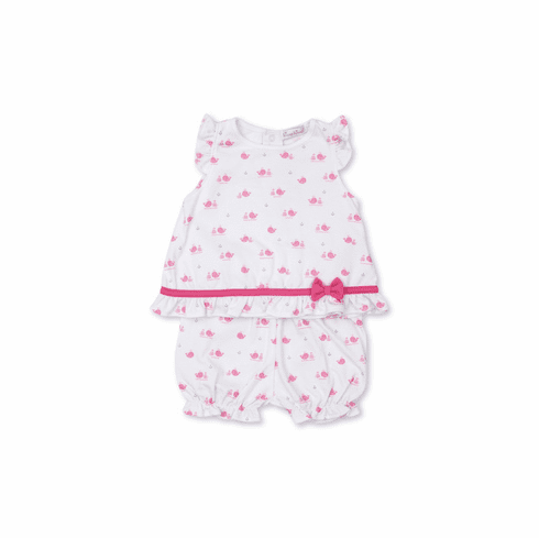 Kissy Kissy Breaching Whales Print Sleeveless Sunsuit S21BW42Pfuchsia