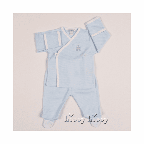 Kissy Kissy Buggy Ride Stripe Footed Pant Set F14225-21STblue