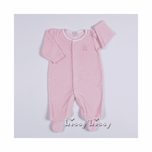 Kissy Kissy Buggy Ride VELOUR Stripe Footie F14225V-04STpink