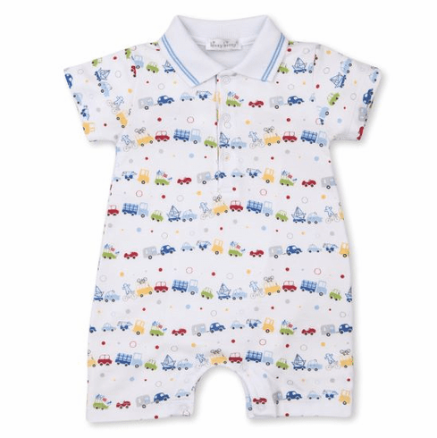 Kissy Kissy Bumper Traffic Print Short Playsuit with Collar S21BT23PC