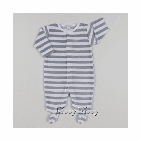 Kissy Kissy Carousel VELOUR Stripe Footie F16356V-04STsilver