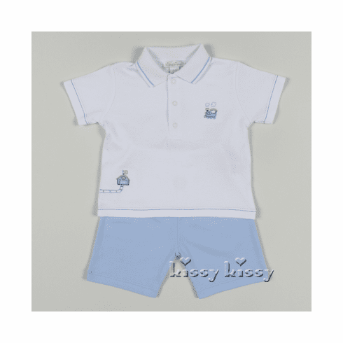 Kissy Kissy Choo Choo Train Bermuda Set w/Collar S15247-60C