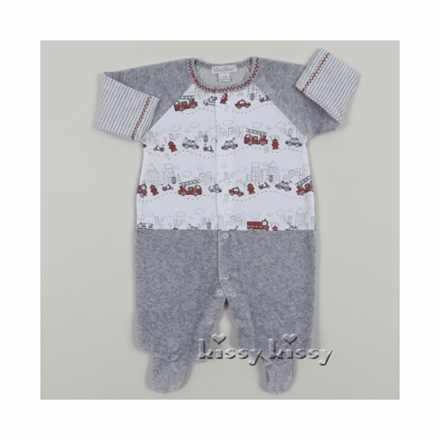 Kissy Kissy City Trucks VELOUR Footie F15283V-04