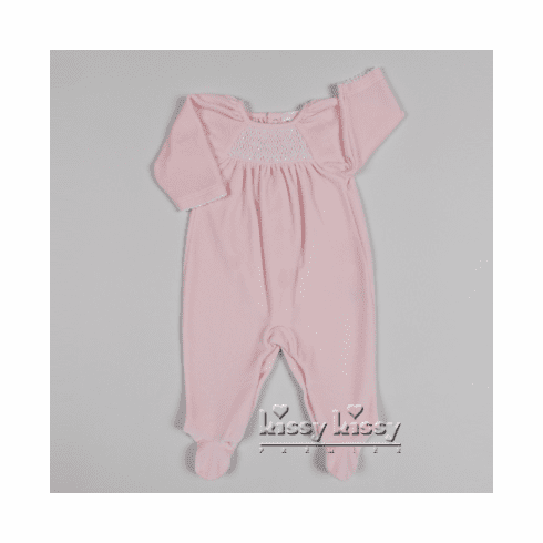 Kissy Kissy CLB Bishop Velour Footie F13986V-04pink