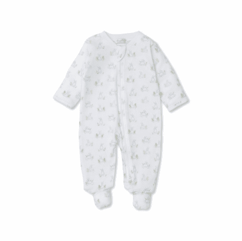 Kissy Kissy Cottontail Hollows Print Footie with Zipper S24CH04PZblue