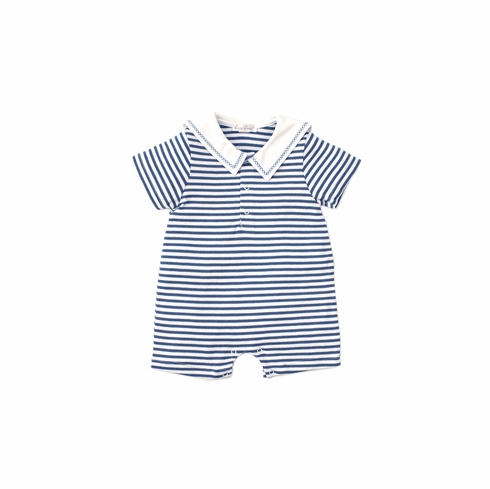 Kissy Kissy Crab Craze Stripe Short Playsuit with Collar S20CC23STCblue