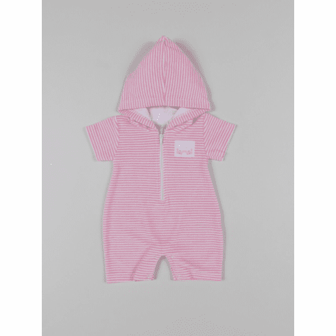 Kissy Kissy Curious Crabs Stripe TERRY Hooded Playsuit  S18466T-95STPink