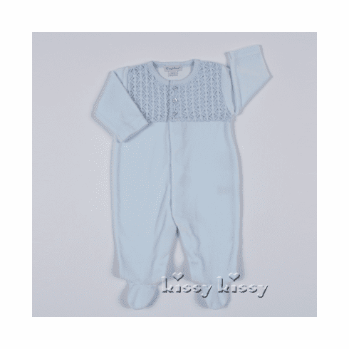 Kissy Kissy Delicate Stitches VELOUR Footie S14104V-04blue