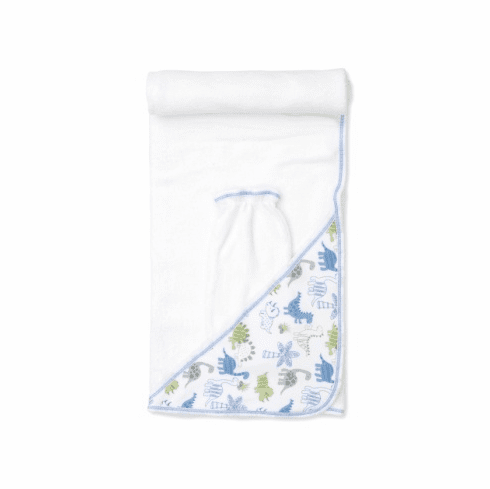 Kissy Kissy Dino Terrain Towel and Mitt Set F22DT40P