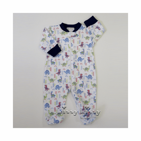 Kissy Kissy Downtown Dinosaurs Print Footie w/Zipper F17423-04PZ
