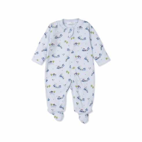 Kissy Kissy East Bound Train Print Footie with Zipper F22ET04PZ