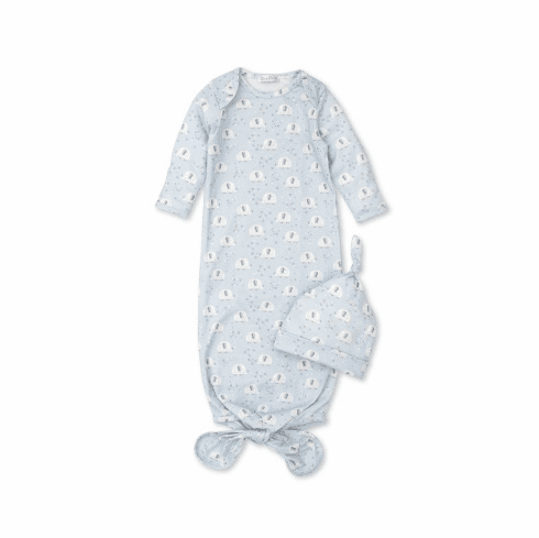 Kissy Kissy Elephant Dreams Print Sack and Hat Set F21ED1106Pblue