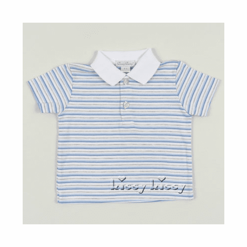 Kissy Kissy Essentials Stripe LONG Sleeve Shirt w/Collar 387-27STCbluegrey