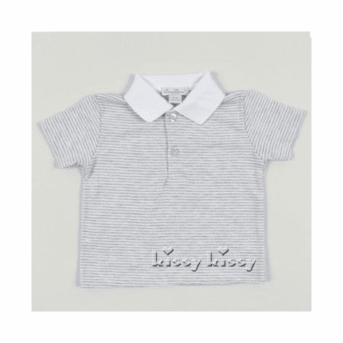 Kissy Kissy Essentials Stripe LONG Sleeve Shirt w/Collar 387-27STCgrey