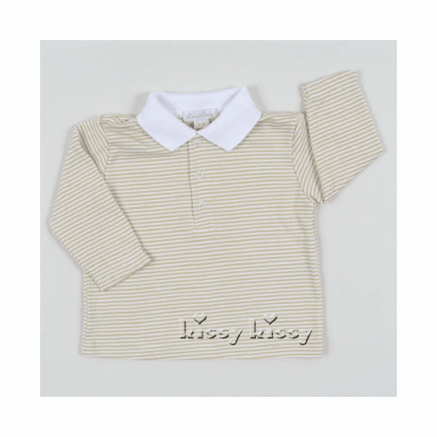 Kissy Kissy Essentials Stripe Long Sleeve Shirt w/Collar 387-27STCtan