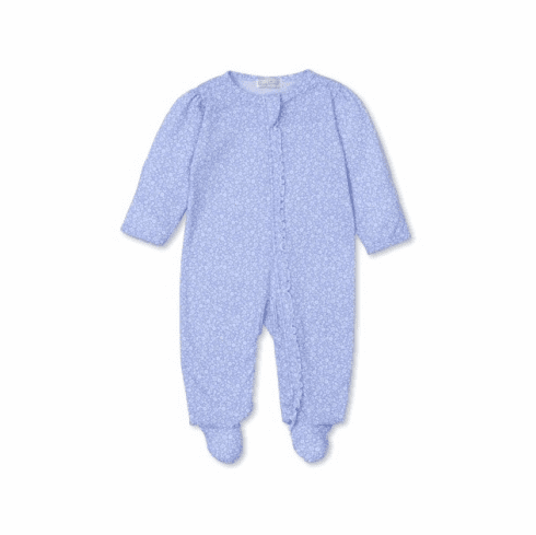 Kissy Kissy Fall Flower Patch Print Footie with Zipper KKF24FFP04ZPblue