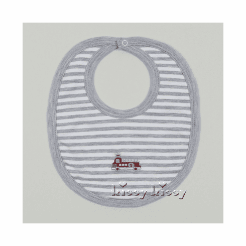 Kissy Kissy Fire Engines Stripe Bib F15152-13ST 