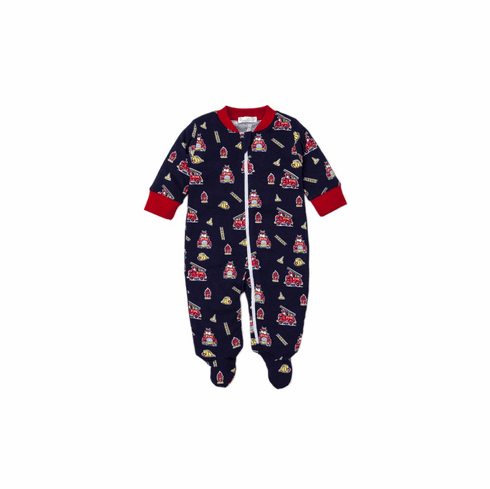 Kissy Kissy Fusty Firetrucks Print Footie with Zipper F20FF04PZ