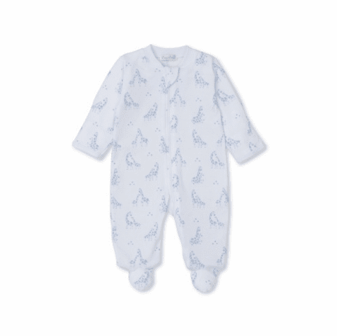 Kissy Kissy Giraffe Glee Print Footie with Zipper KK24GG04PZblue