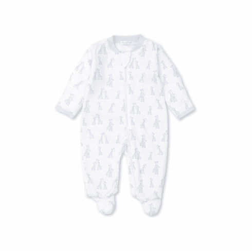 Kissy Kissy Giraffe Grins Print Footie with Zipper F22GG04PZblue