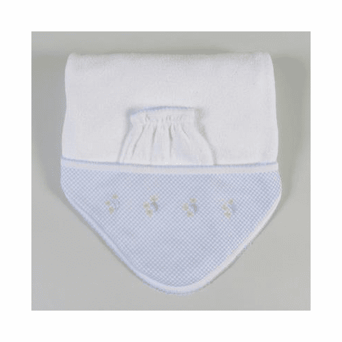 Kissy Kissy Homeward Gingham Moon and Stars Embroiderd Towel with Washmitt 334-09moonstars