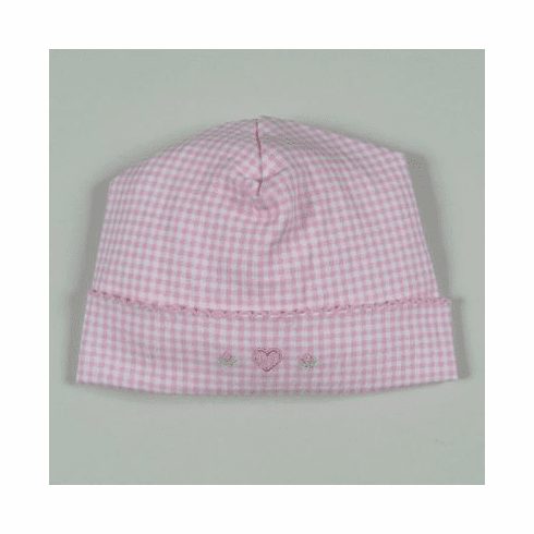 Kissy Kissy Homeward Gingham Pink Check Heart Embroidered Hat 334-06heart